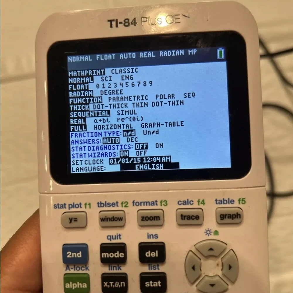 Texas Instruments TI-84 Plus CE White Graphing Calculator Tested W Case Cable